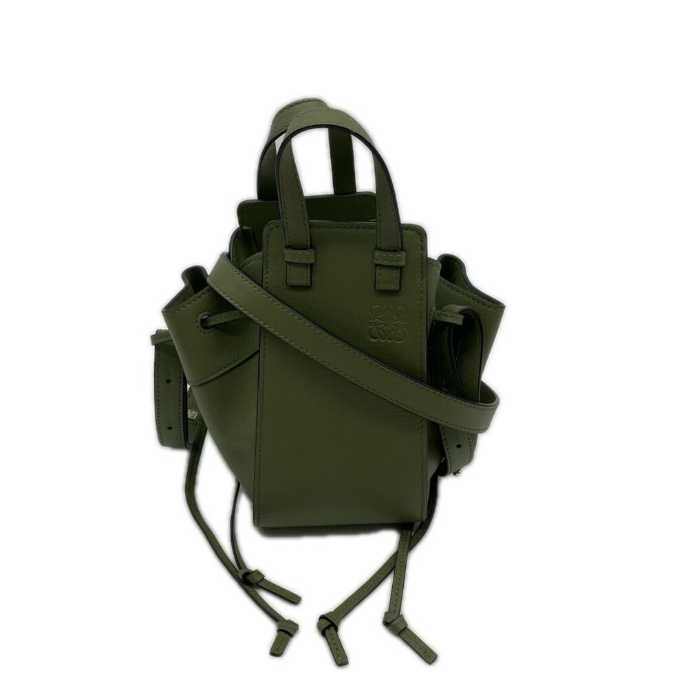 LOEWE Hammock Drawstring Bag Mini Avocado Green A538V07X10 Handbag Calf Leath...